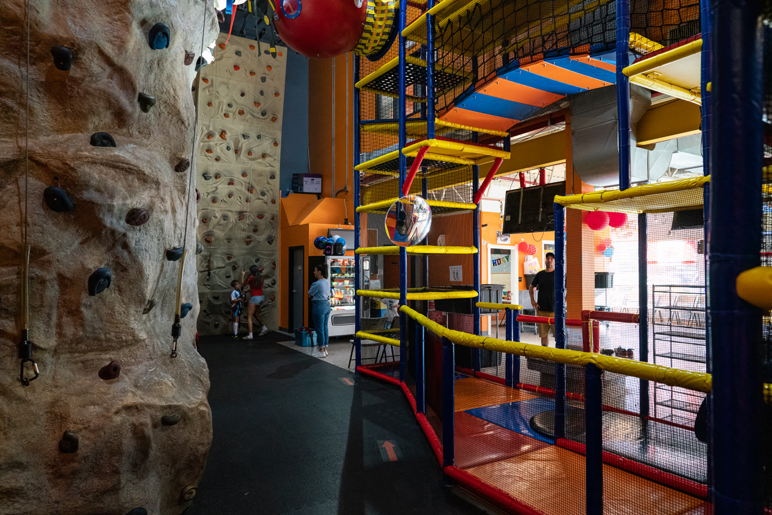 Rock climbing walls inside Laserdome Plus in North Vancouver, BC